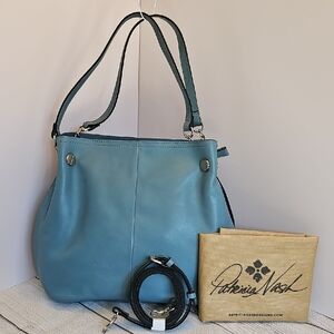 EUC Patricia Nash Lindsey Large Slouchy Satchel/Crossbody Safflower Blue